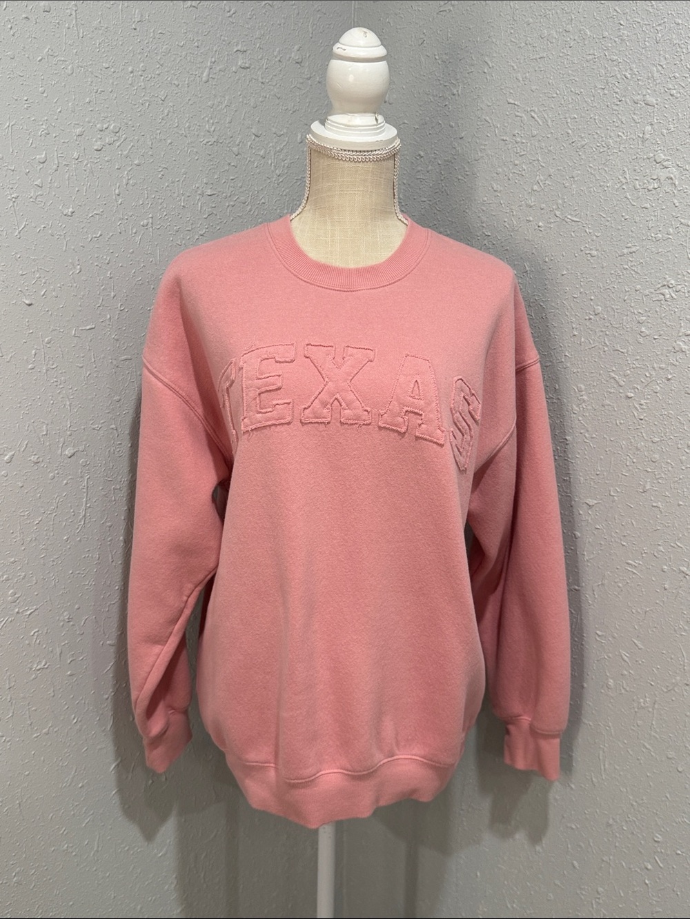 State of Mine Blush Pink Women's Texas Print Crewneck Sweatshirt Size Medium